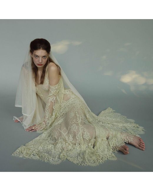 Belsize25 White Faded Narcissus Dress Two-Piece Scalloped Lace Set
