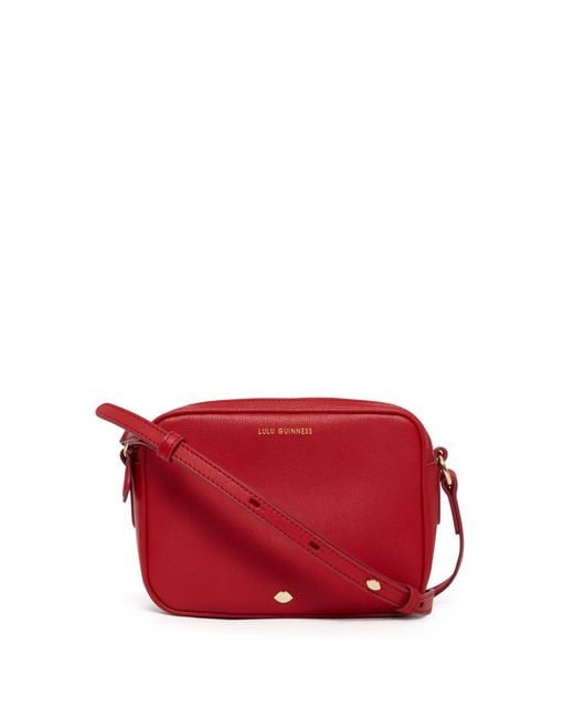 Lulu Guinness Red Lulu Leather Cole Crossbody Bag