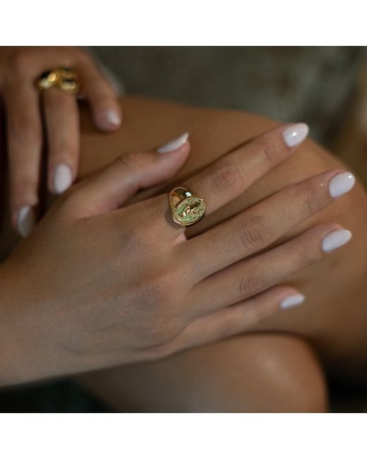 Ebru Jewelry Metallic Divine Protection Virgin Mary Vermeil Ring