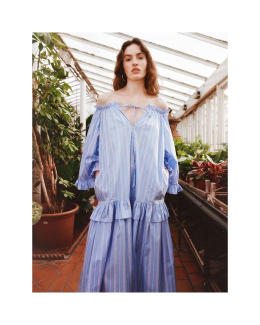 Lisa The Label Blue Le Jardin Blossom Puff Dress
