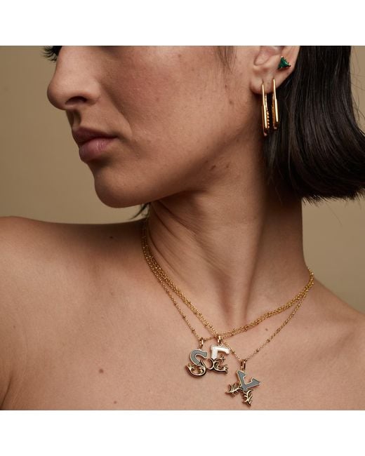 Kasun Metallic Solid I Initial Necklace With Marble