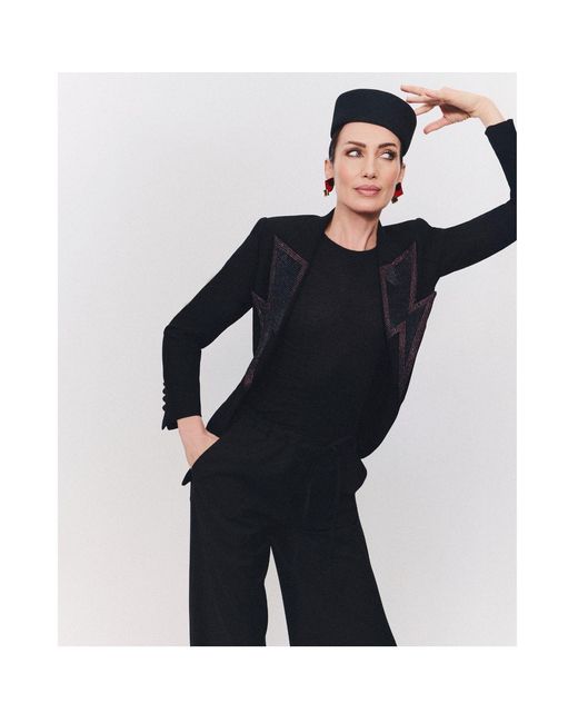 The Extreme Collection Black Embellished Tailored Blazer With Metallic Details