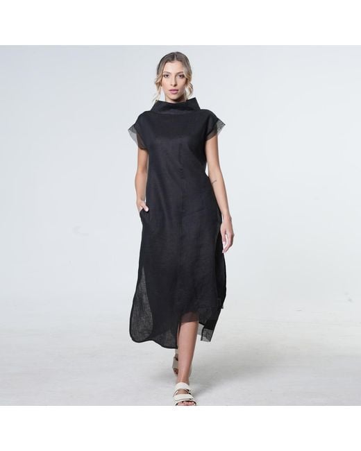 Metamorph Blue Asymetric Linen Dress
