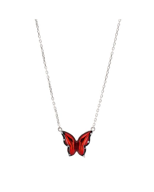 Ebru Jewelry Red Joy Enamel Butterfly Necklace