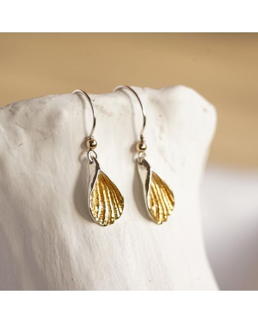 Isla Silver Metallic Shell Drop Earrings