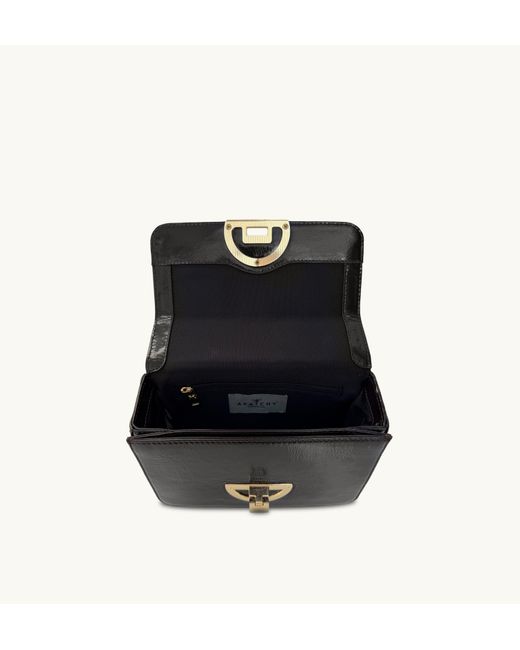 Apatchy London Black The Tilly Crinkle Patent Leather Bag