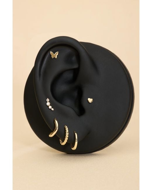 Vanhi Metallic 14K Solid Butterfly Flat Back Stud
