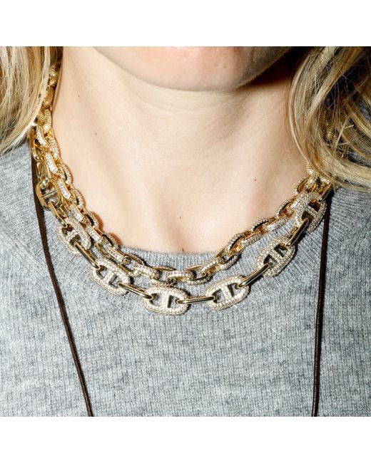 Alexie of Athens Metallic Pavé Link Chain Necklace