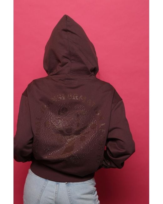 Miracles Manifester Purple Positive Affirmation Hoodie With Rhinestone Design