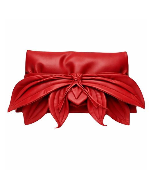 Julia Allert Red Petal Faux Leather Evening Clutch Bag