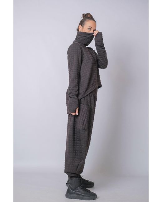 Yogi8Apparel Black The Grid Funnel Neck Top