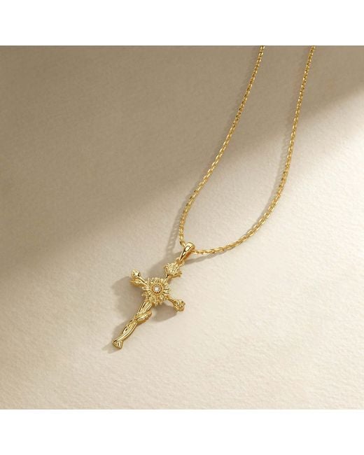 Vanimy Metallic Floral Cross November Sunflower Birth Flower Necklace