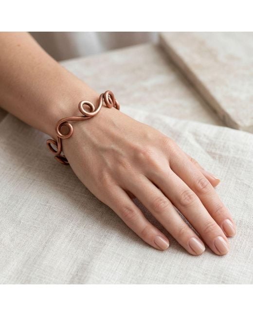 Anatoliacraft Brown Solid Copper Twisted Wave Cuff Bracelet