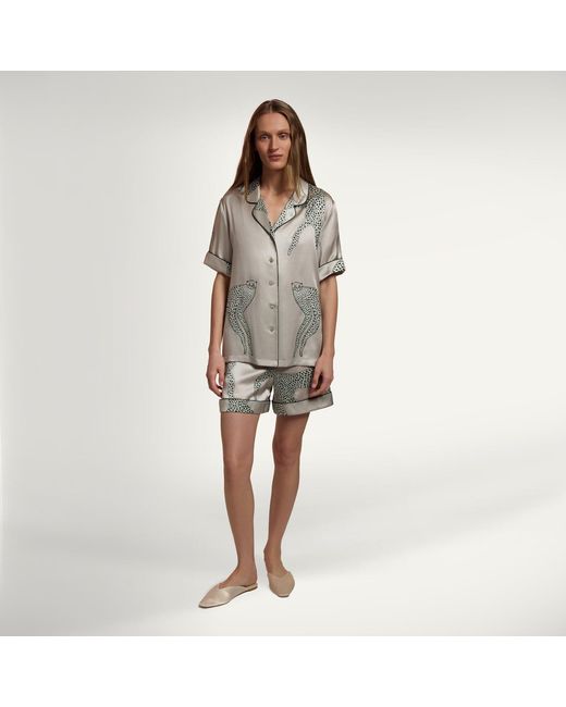 Piola Gray Silk Short Pyjama Set Printed