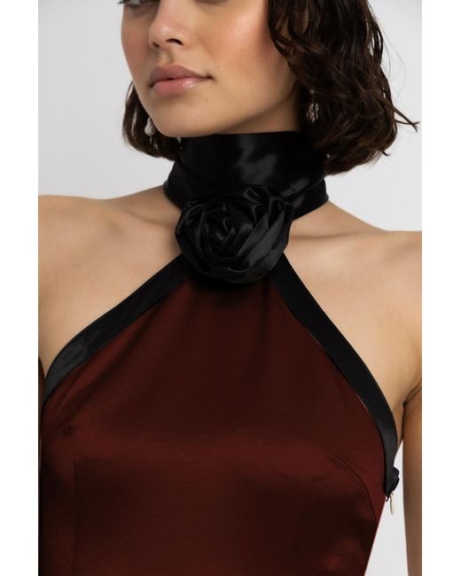 Amy Lynn Purple Rosella Satin Halterneck Mini Dress