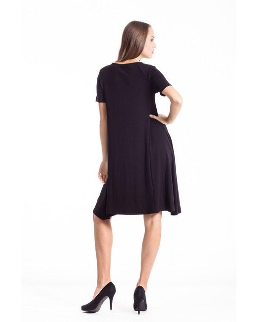 Conquista Black Dress With Uneven Hemline