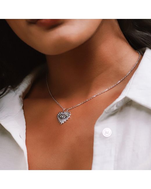 Luna Charles Metallic Ines Heart Eye Pendant Necklace