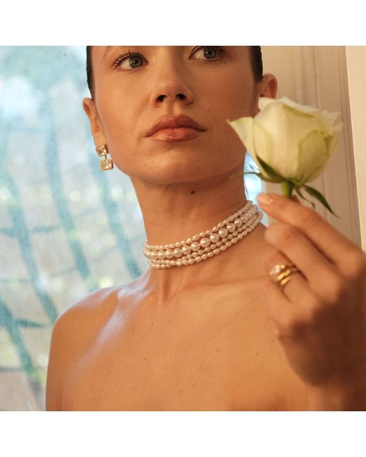 LINYA JEWELLERY Metallic Amour Multi Pearl Choker, Wedding Pendant