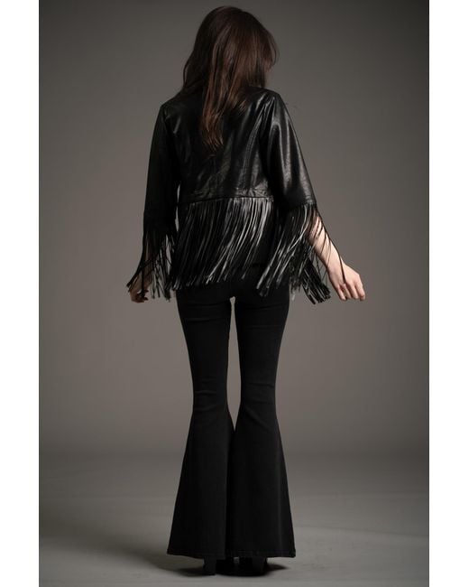 Little Lies Black Jagger Fringed Faux Leather Jacket