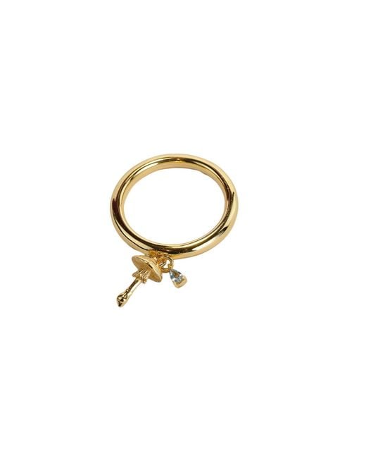 NASI SILVER Metallic Wobbling Shroom Dangling Ring- Topaz