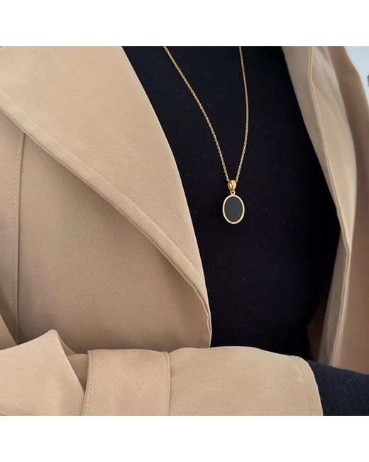 Fi Collection Metallic Plated Onyx Necklace