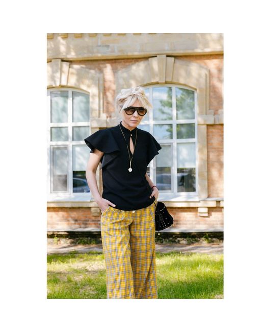 Julia Allert Yellow Button Front Palazzo Trousers