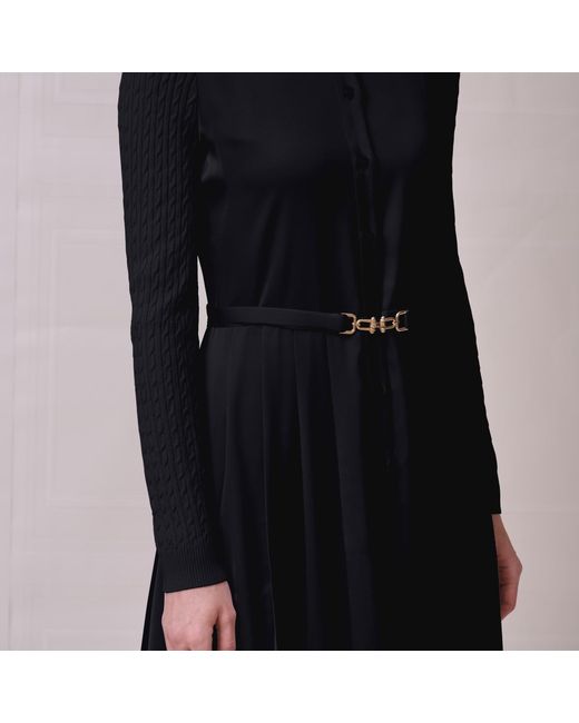 Roch Perel Black Cable Knit And Satin Dress