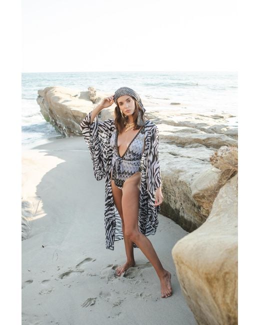 Jennafer Grace Metallic Zebra Queen Kimono