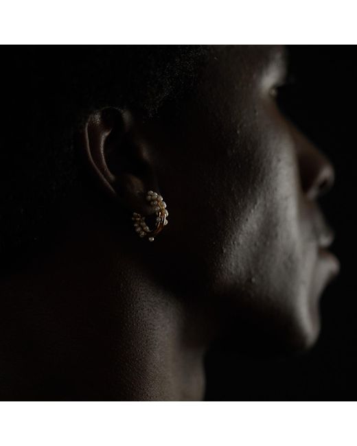 Kasun Metallic Pearl Cluster Hoop Earring Vermeil