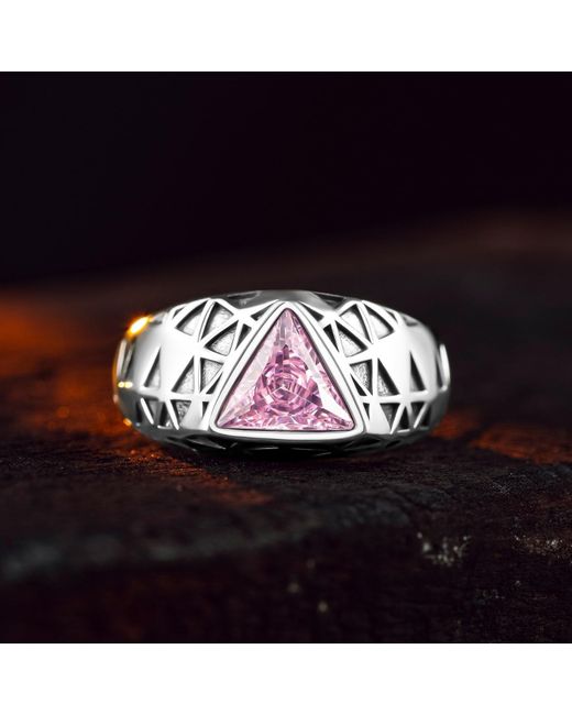 Ring of the King Metallic Sterling Ring With Triangle Quartz Stone For And
