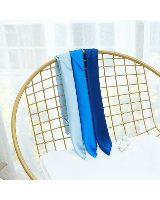 Soft Strokes Silk Blue Pure Silk Scarf Glacier Solid Colour Collection Large