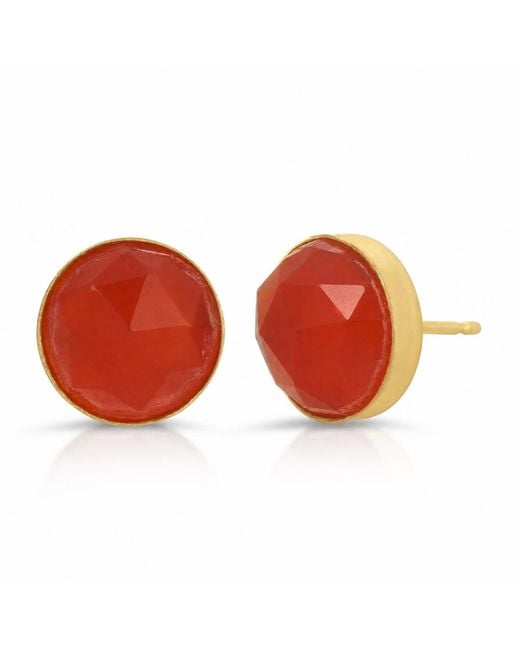 Heather Hawkins Jewelry Orange Rose Cut Carnelian Oversized Studs