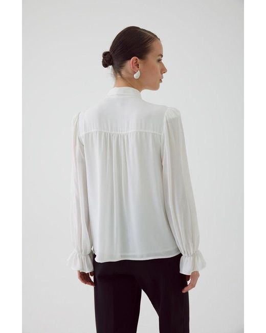 Exquise White Neutrals Regular Scarf Neck Chiffon Aramis Blouse
