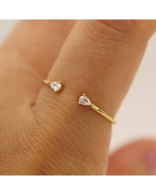 VicStoneNYC Fine Jewelry Metallic Natural Pear Cut Diamond Open Cuff Ring