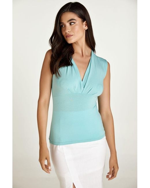 Conquista Green Aqua Wrap Top