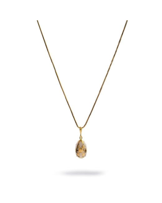 Ebru Jewelry Metallic Lucky Clover Enamel Egg Necklace