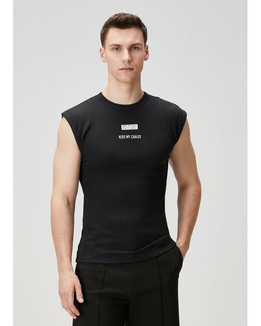 Pcfg Black Rib Tank Top With Patch for men
