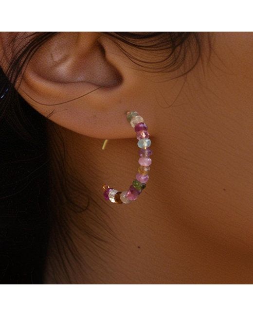 Bombyx House Multicolor Tourmaline Half Moon Earring Large Hoop