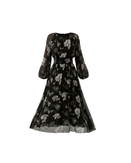 IZABELA MANDOIU Black Midi Dress With Floral Print