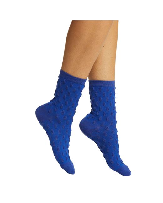 HIGH HEEL JUNGLE by KATHRYN EISMAN Blue Waffle Combed Cotton Socks