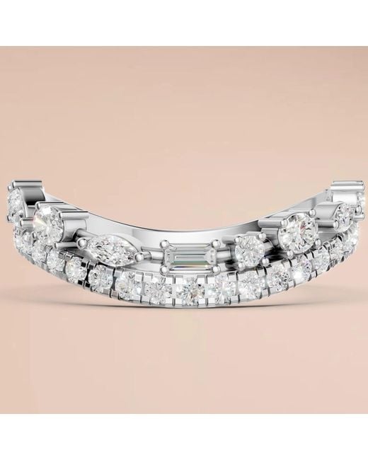 Aya Fine Jewelry Metallic Mixed Shape Lab Diamond Curved Wedding Band