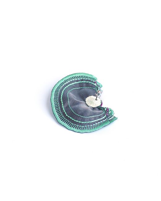 Nana Watanabe Blue Turkey Tail Layered Embroidered Earrings