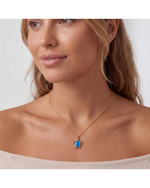 Latelita London Blue Sea Turtle Opal Pendant Necklace