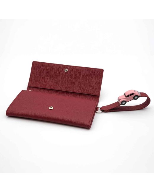 Absurde Red Parking Burgundy Leather Bifold Wallet