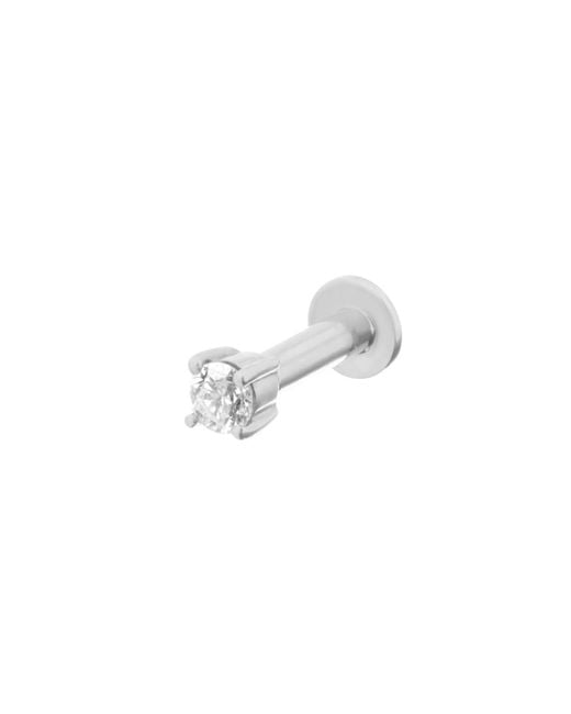 Zohreh White Mini Diamond Solitaire Flat Back 14K