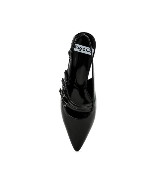 Rag & Co Black Kanebei Triple Strap Slingback Sandals By Rag & Co