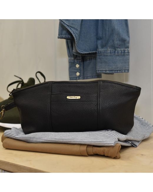 Owen Barry Black Leather Essentials Bag for men