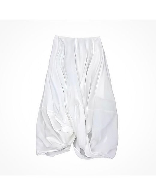 London Atelier Byproduct White Asymmetric Twisted Ballon Skirt
