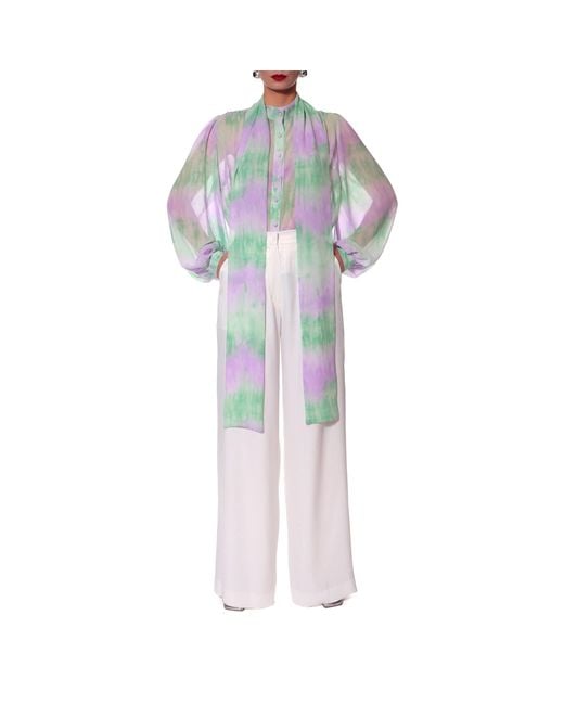 AGGI by HALEWSKI Multicolor Loretta Mint Long Sleeve Chiffon Shirt