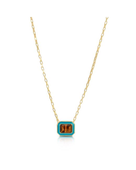 Leeada Jewelry Blue Lamill Square Enamel Necklace